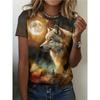 Summer Women's 3D Printed Crew Neck T-Shirt Fashion Versatile Breathable Trend Casual