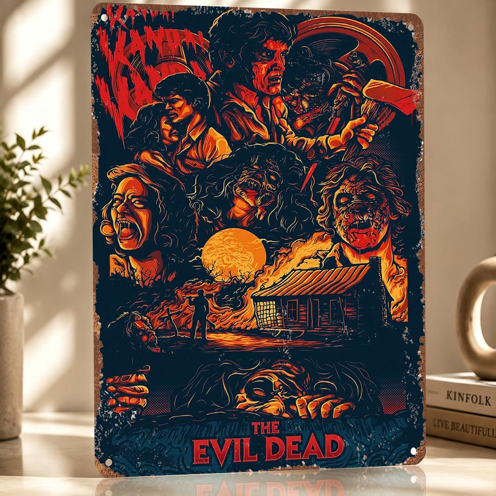 The Evil Dead Horror Movie D Texture Metal Poster Customized Wall Art Tin Sign Gift for Mancave Living Room Interior Decoration