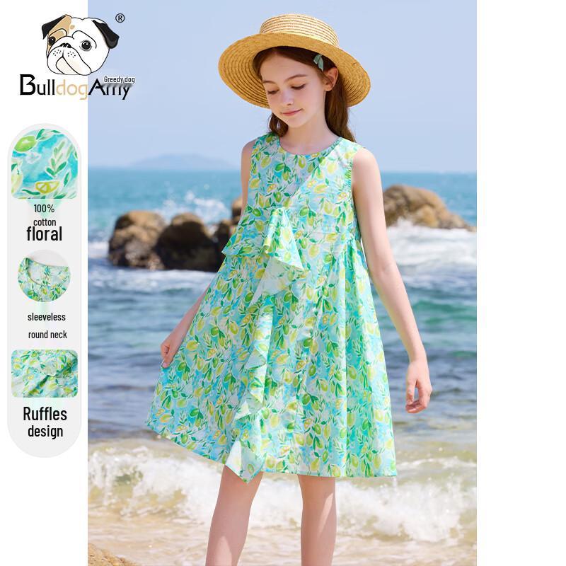 CHANZUIGOU Girls Summer Ruffled Floral Dress 160