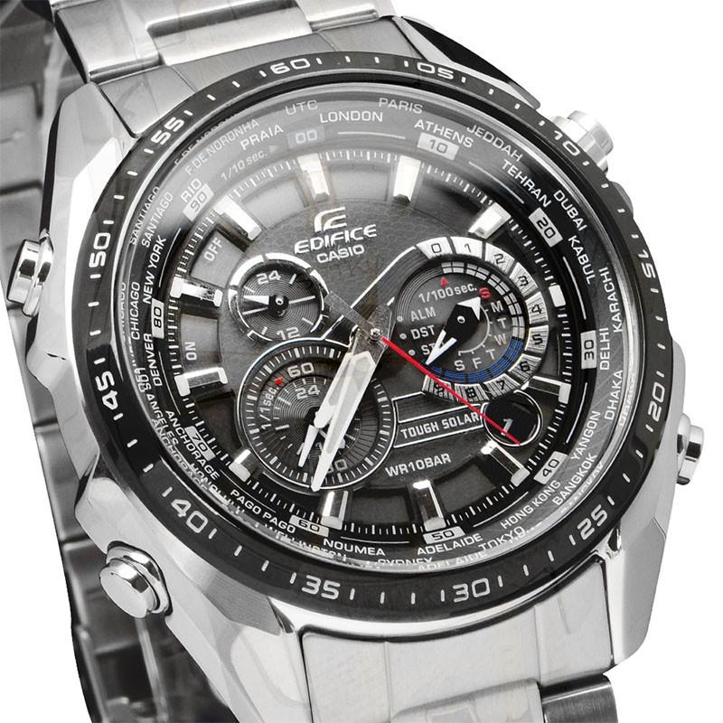 Casio Seria EDIFICE modny biznesowy wielofunkcyjny zegarek kwarcowy na energię słoneczną stalowa bransoleta japoński i koreański zegarek męski EQS-500DB-1A1