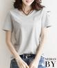Neiman by Short Sleeve Cut and Sew and Perfect for and All Year Easy to Move Gray Size V-Neck T-Shirt, Plain, Simple, Top, Adult, Stylish, Cute, Cute,
