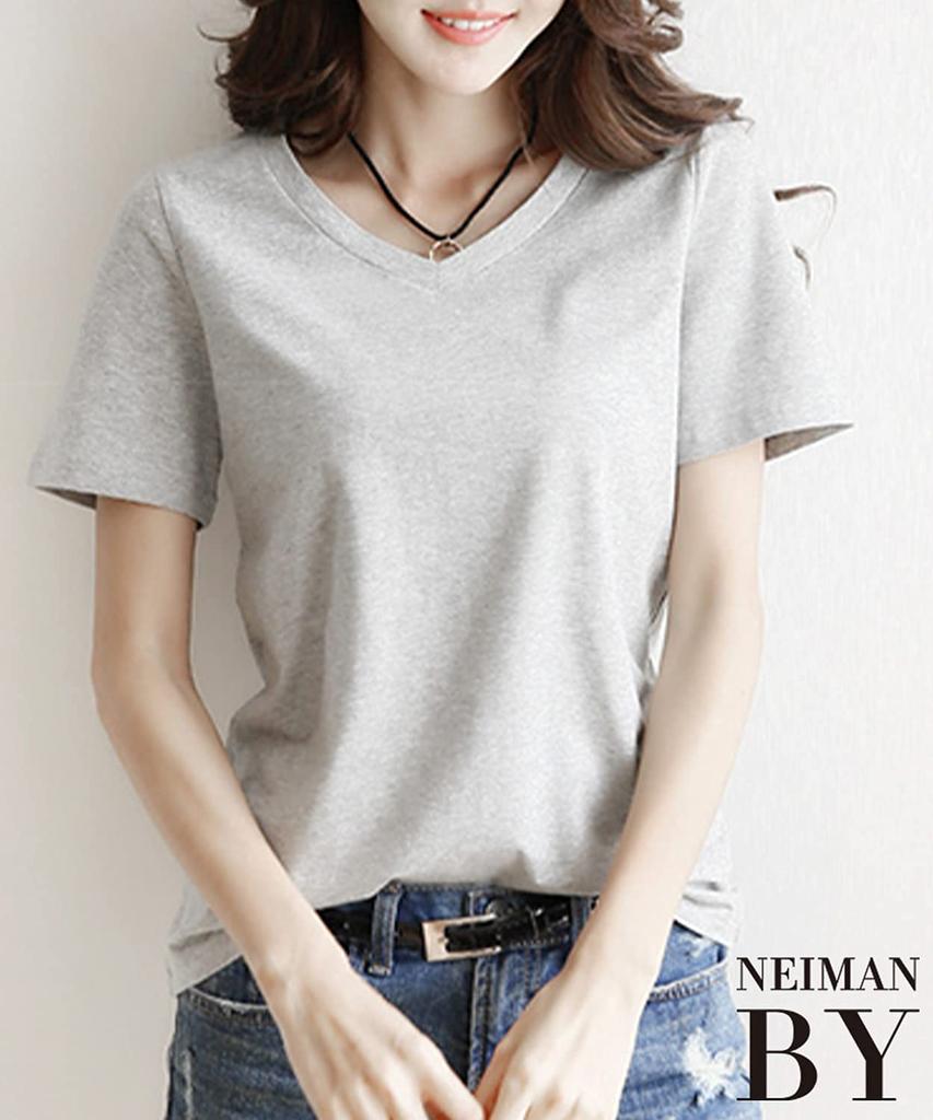 Neiman by Short Sleeve Cut and Sew and Perfect for and All Year Easy to Move Gray Size V-Neck T-Shirt, Plain, Simple, Top, Adult, Stylish, Cute, Cute,