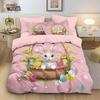 3-Pcs Easter Bunny Print Duvet Cover Set, Multi Size Bedding Decoration, Soft And Machine Washable