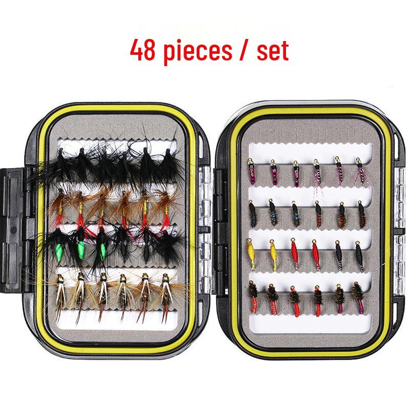 Double-Layer Waterproof Box with 24/32/72-Piece Artificial Fly Fishing Lure Set