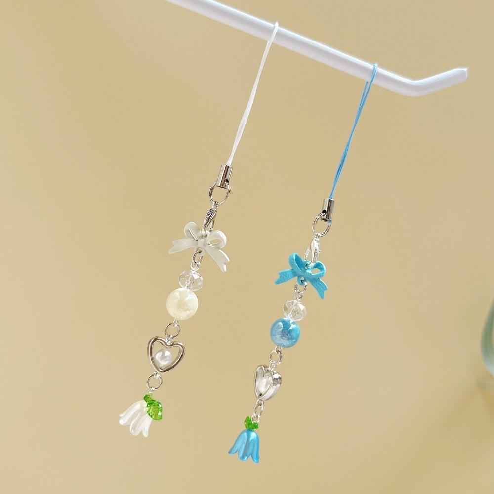 Convallaria Mobile Phone Lanyard Bow Cell Phone Strap Jewelry Gift Bead Phone Chain Woman Girl