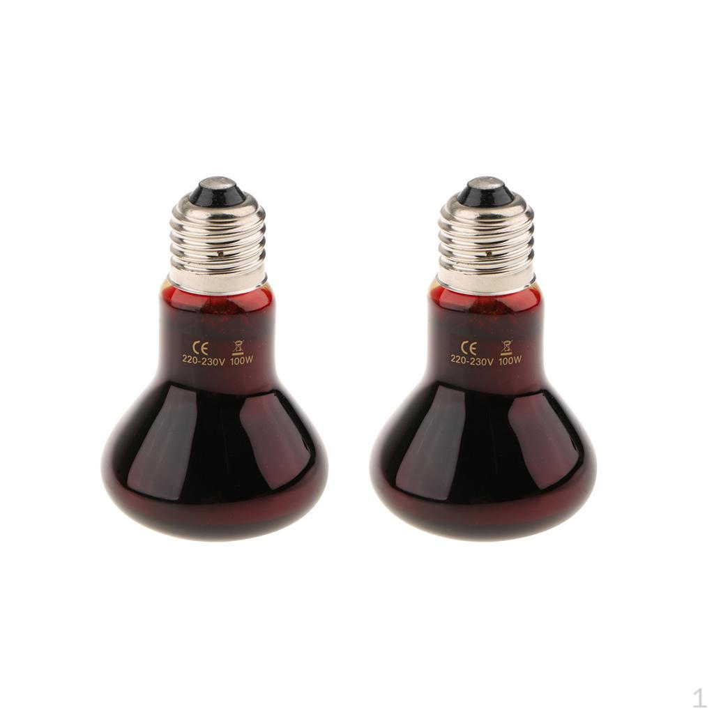 2PCS Indoor Snake Turtle Reptile Terrarium Heating Lamp E27 Base Nightlight (40W)