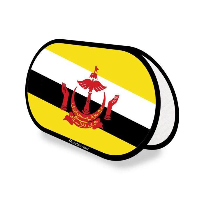 Drapeau Ovale - Brunei - 70 X 120 Cm - Polyester - Impression Recto/verso - Pliable Rétractable