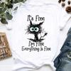Funny Black Cat It's Fine I'm Fine Everything Is Fine T-Shirt - Cat Lover Gift, Funny Cat Shirt, Summer Shirt, Cool Cat, Cat Shirt