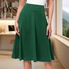 Knee-Length Skirt Women Knitting Elastic High-Waisted Solid Color Waist Breathable A-Line Skater