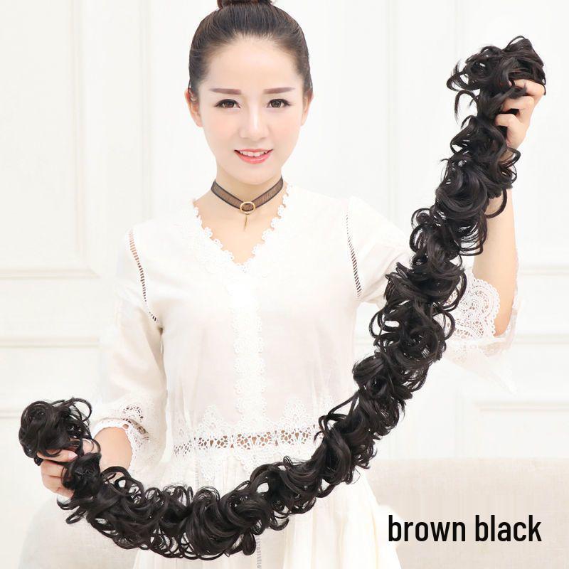 

Гусеница Пушистая Булочка Парик Резинка для Волос: Обертывающий стайлинг-инструмент и аксессуар для волос в виде бутона цветка Hanfu для женщин коричневый/чёрный