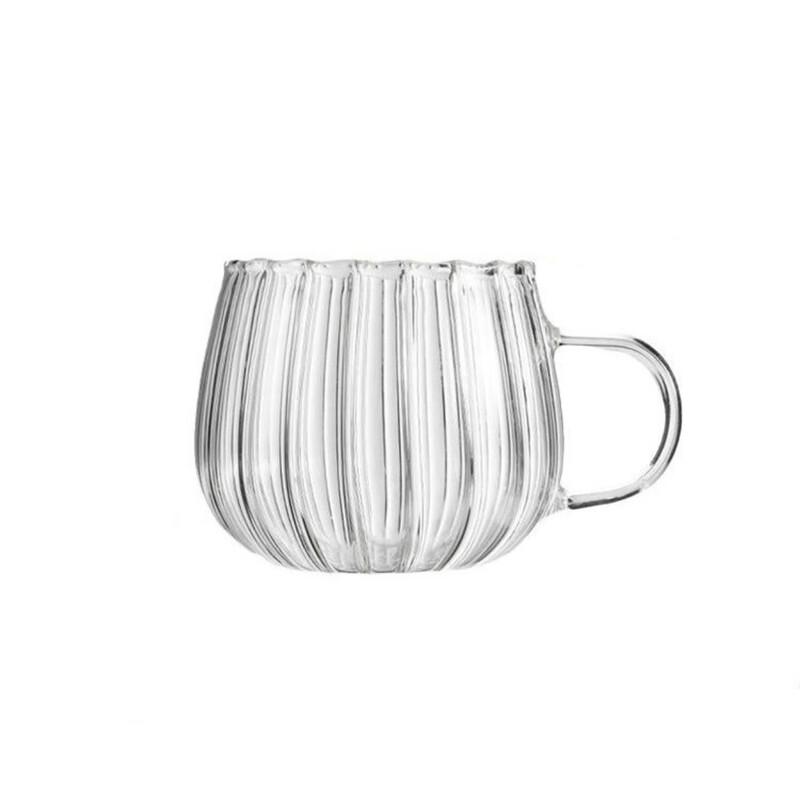 Shangqi Ribbed Glass Mugs with Handle