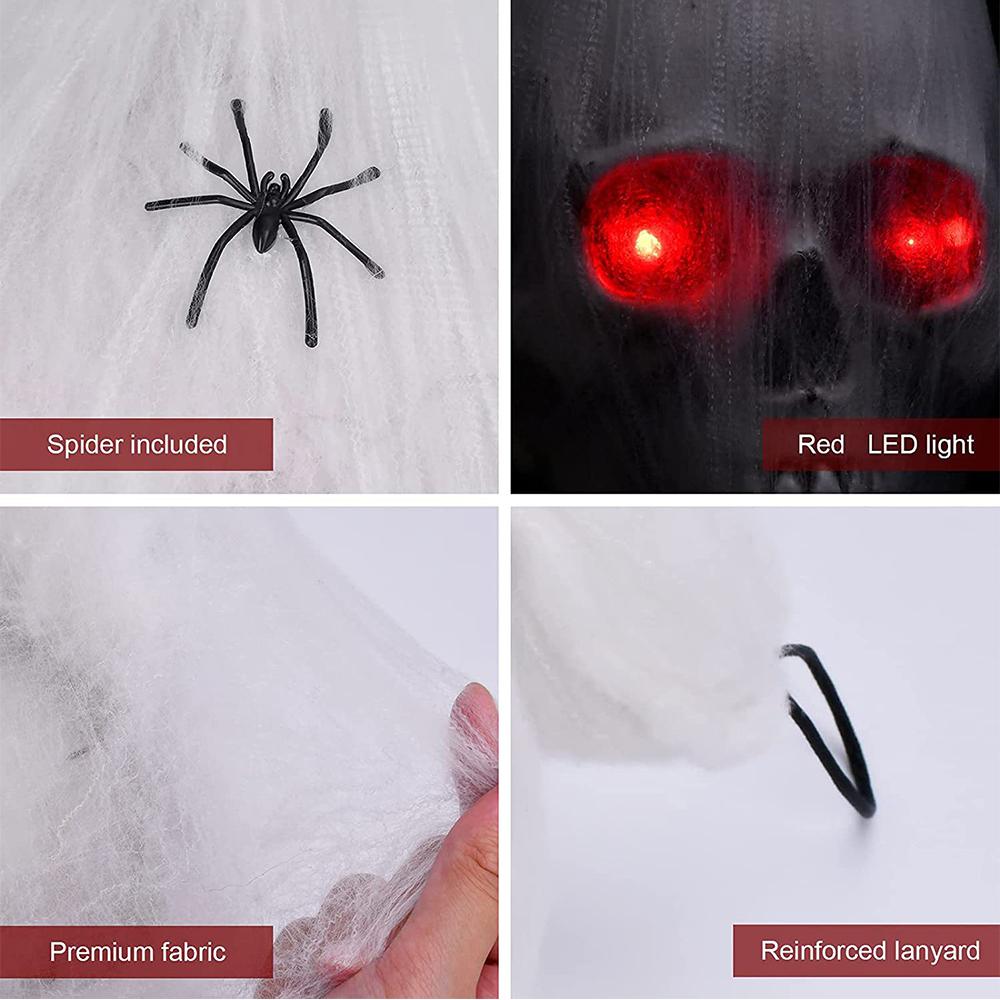 Halloween Skull Decor Hlasem aktivované dekorace s LED červenými očima na párty