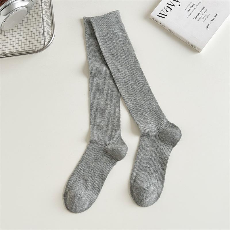 Gray Ballet Style Sweet White Calf Socks Thin Hollow Boneless Long Tube Stack Socks Style Solid Color Socks