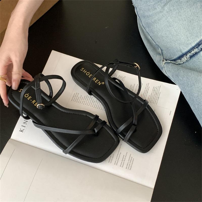 Fashion New Style Sexy Women's Sandals Fashionable Elegant Narrow Band Clip Toe Shoes Ladies Comfort Flats Beach Sandals Zapatos Mujer
