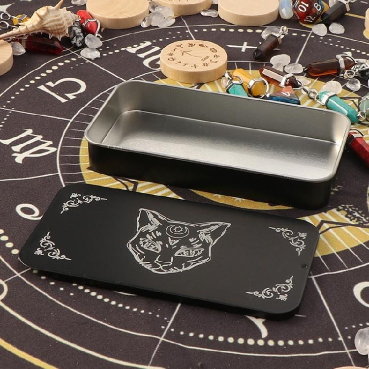 Portable Tarots Card Box Astrologys Divination Storage Case Iron Tarots Card Storage Case for Witches Decoration