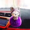 Cute Car Pendant Lovely Lucky Cat Rhinestone Chinese Style Cartoon Plush Fur Ball Decoration Hanging Ornaments Auto Accessories