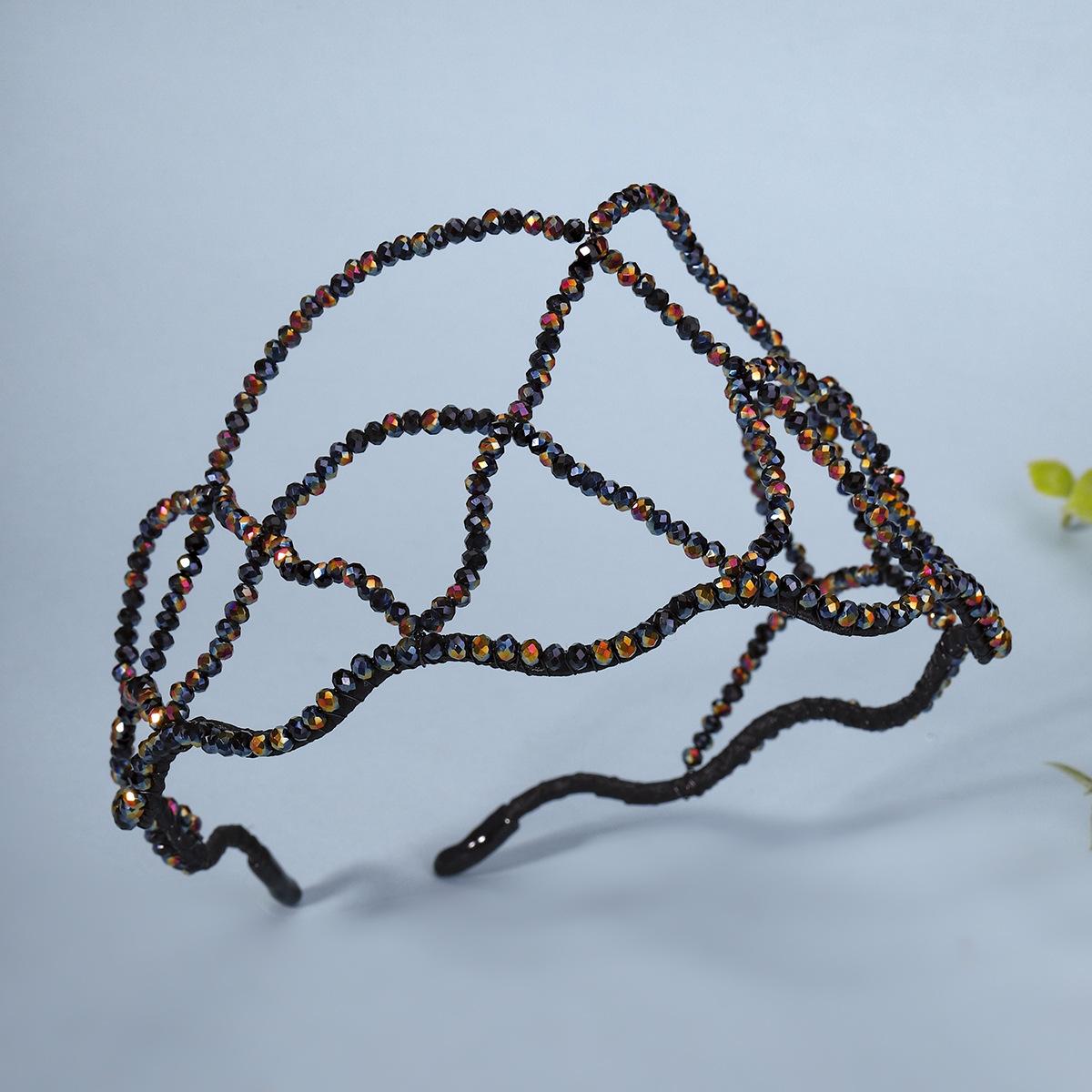 

Винтажная черная корона-повязка на голову для невесты, свадебная тиара ручной работы, цветок, кристалл, стразы, повязка на голову для девочки