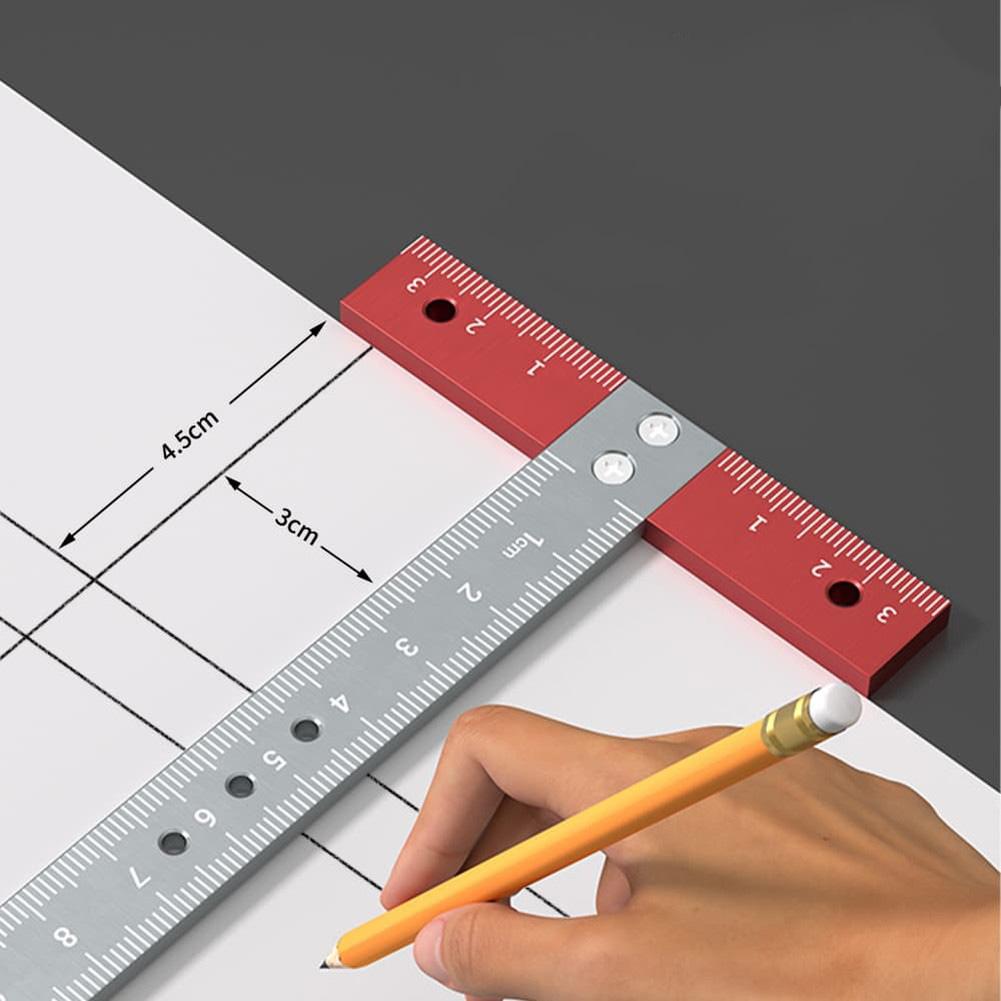Portable T-Square Aluminum Alloy T-Square 1mm Offset Design CNC Machined Precision Clear Metric Graduations Hand Tool Set