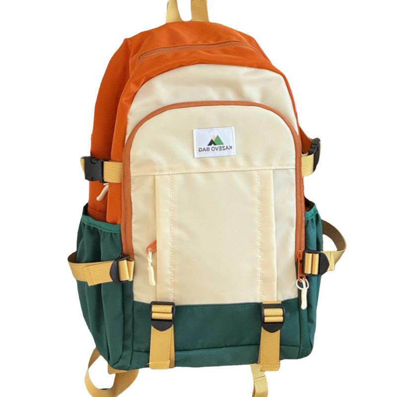 Schoolbag Japanese simple contrasting color casual backpack junior high school lightweight student schoolbag college wind sweet large capacity