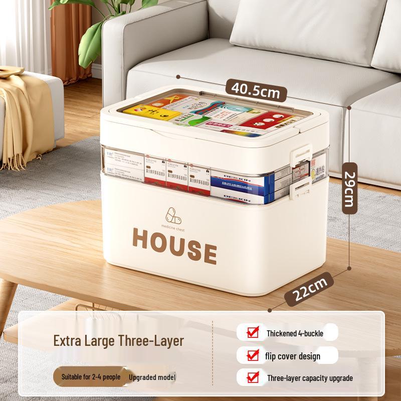 Large Multi-Layer Medicine Storage Box - Portable Family First Aid Kit