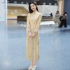 Yellow national style new Chinese long-sleeved cheongsam improved young 1011 new women's high-end sense retro spring and autumn