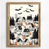 Stampa su Poster Foresta Gatto Nero Fantasma Fiori Selvatici Pittura su Tela Zucca Halloween Spettrale Arte Dark Academia Stanza Arredamento Casa