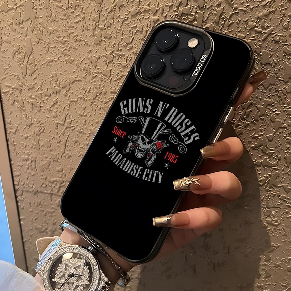 Band G-Guns N Roses Phone Case For 17 Pro Max IPhone 16 Pro Max 15 14 Plus 12 13 X XS Max 11 Colorful Silver Cover