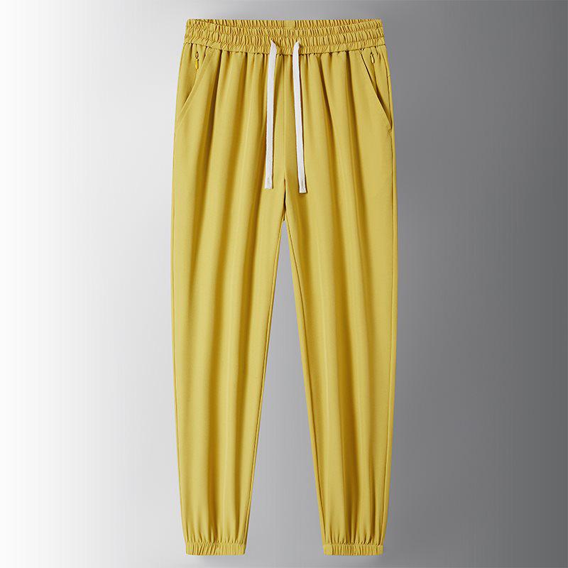 Ice Silk Summer Joggers with Zipper Pockets - Stylish, Casual & High Elasticity