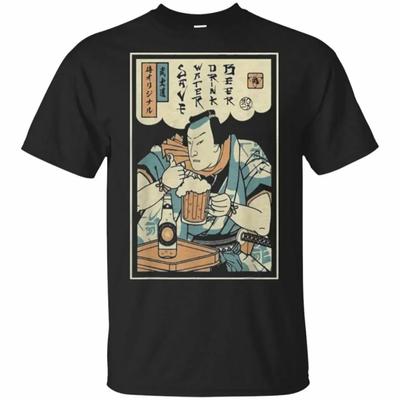 Drinking Beer Samurai Ukiyoe T Shirt New 100% Cotton Short Sleeve O-Neck T-shirt Casual Mens Top Harajuku Streetwear