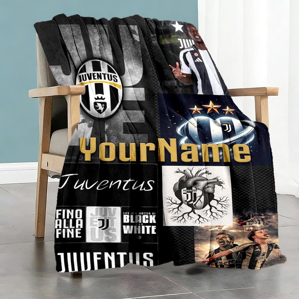 Juventus Customize Text Blanket Multi-purpose Personalized Blanket Warmthful Decor Great for Sofa Nap Office Chair Bed Four Seasons Multipurpose
