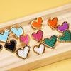 Love Splicing Crystal Oil Drop Inlaid Stud Earrings High Sense Internet Celebrity Small Exquisite Ear Buckle Earrings