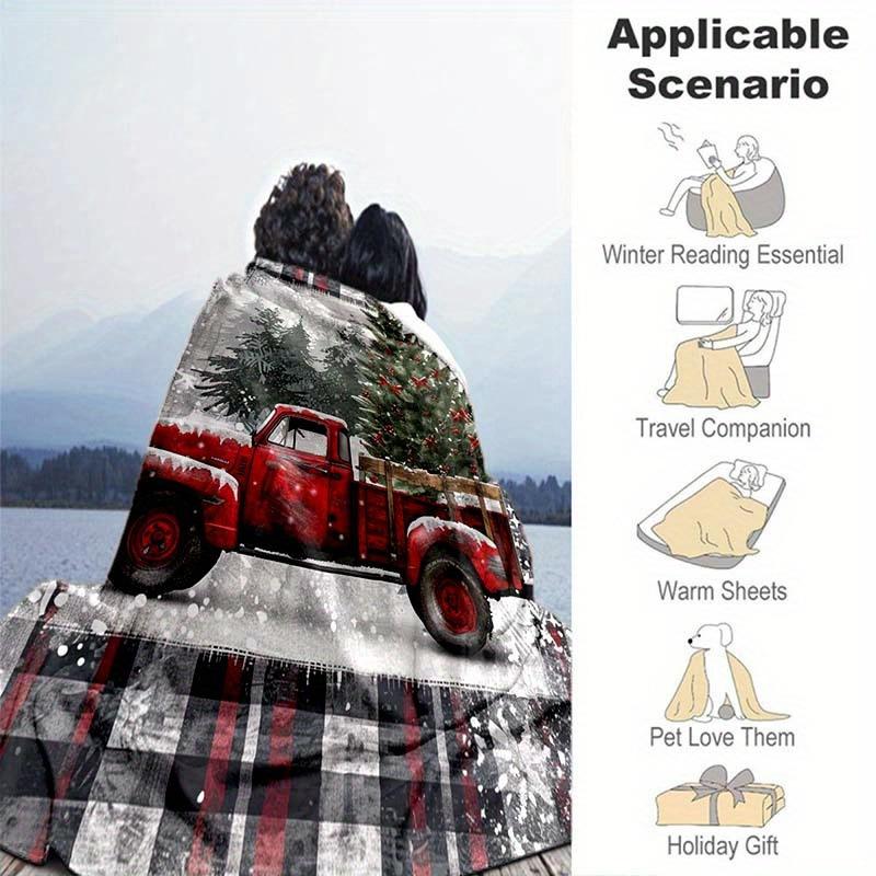 Winter Snow Truck Christmas Blanket Blanket Decoration Soft Comfortable Flannel Blanket Sofa Bed Decoration Blanket