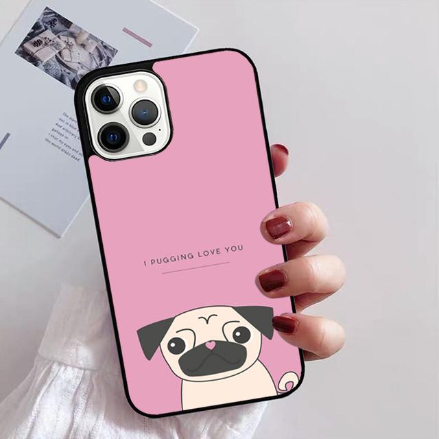 Pug Dog Funny Cartoon Phone Case for iPhone 11 12 13 14 Pro Max Mini XR XS SE 2020 6 7 8 Plus Samsung S21 S22 Coque Fundas
