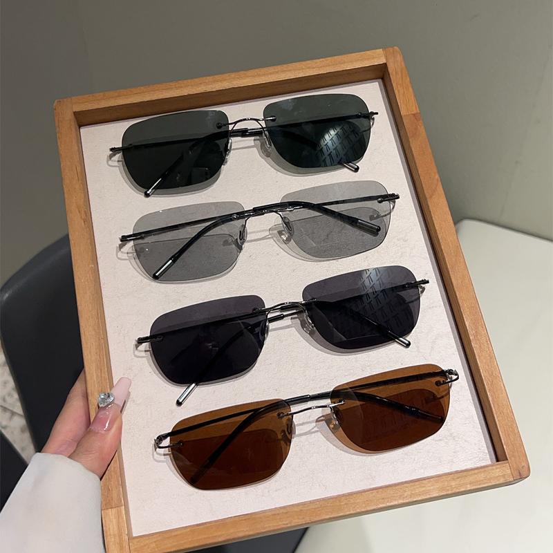 Vintage Rimless Sunglasses Men Fashion  New Outdoor Dark Shades Women Trendy Luxury Brand Design Decor Sun Glasses