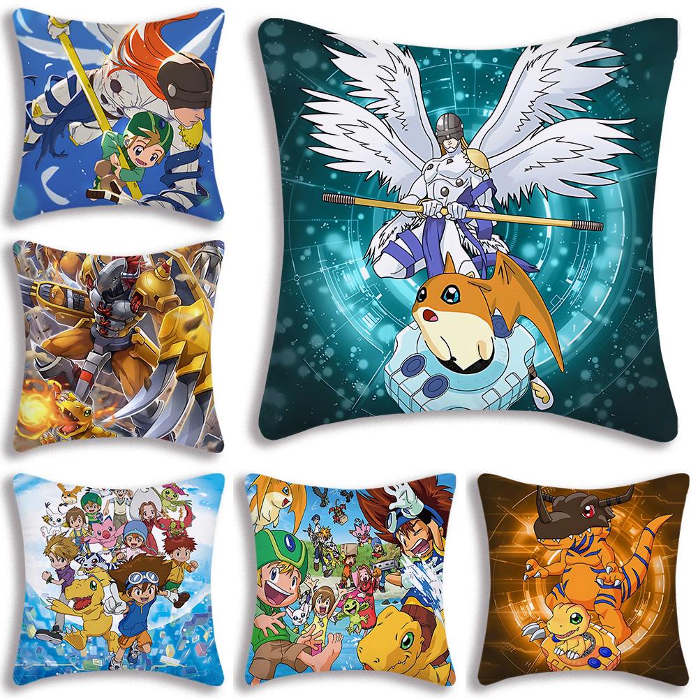 Anime For D-Digimons Pillow Covers Cartoon Sofa Decorative Home Double-sided Printing Short Plush Cute Cushion Cover