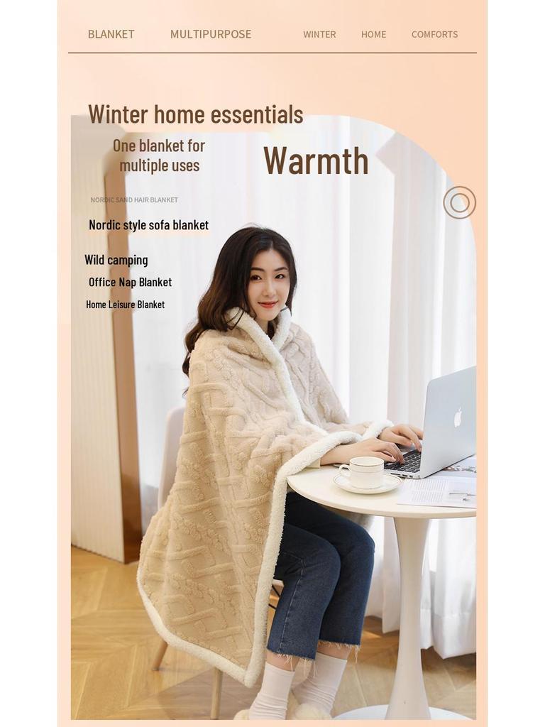 Thickened Winter Shawl & Sofa Blanket - Multipurpose Small Quilt for Office Naps