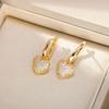 Gold-Plated Inlaid Heart Earrings: Elegant French Retro Studs for Women