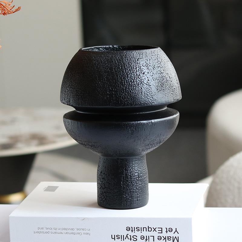 Kunst Wabi-Sabi Stil Großer Durchmesser Vase Hotel Villa Club B&B Wohnzimmer Abstrakt Rissig Trockenblume Gefäß Dekoration