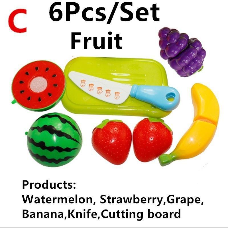 Simulation Foods Set Fruit Vegetable Kids Kitchen Pretend Play Toys For Children Cutting Cooking Food Game Girls Boys Gift