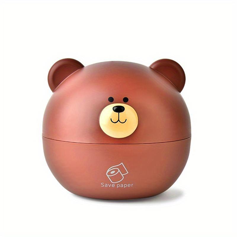 Adorable Bear Tissue Box Holder, Sturdy Plastic Brown & White Design, Space‑Saving Home Decor Gift