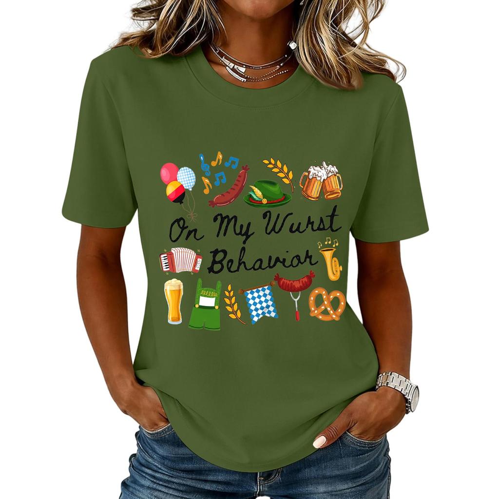 Fashion Casual Unisex Letter Print T-Shirt with Festival Graphic Design - Short Sleeve Round Neck Tee for Men and Women