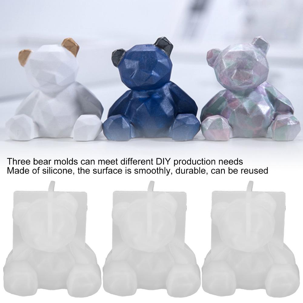 3pcs Food-Grade Silicone Bear Resin Mould Cute Bear Bear Candy Mould  Candle Making