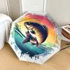 Colorful Fish Sunset Design Automatic Opening/Closing Umbrella with Foldable Design - Perfect for Fans, Travelers, Daily Use, and Festive Gi