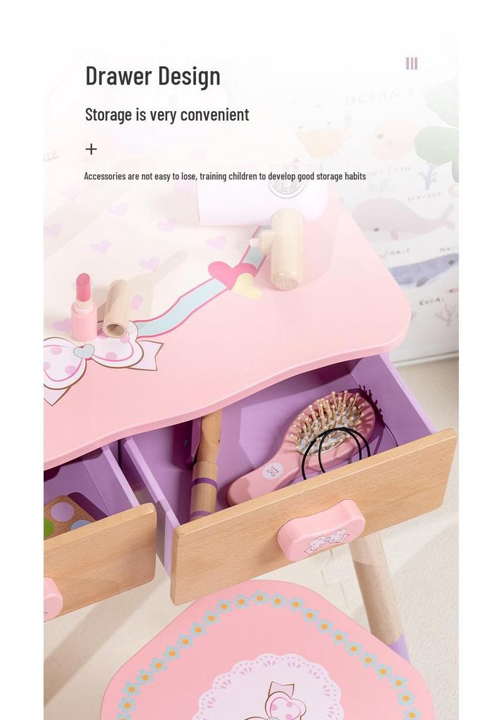 Princess Vanity Table Play Set: Children's Dressing Table and Makeup Toy