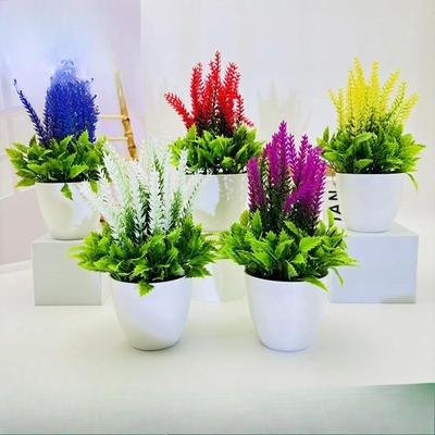 Lavendel Kleiner Runder Topf Bonsai Runder Topf Kunstblume Topfpflanzen, Künstliche Pflanzen und Grünpflanzen zur Heimdekoration
