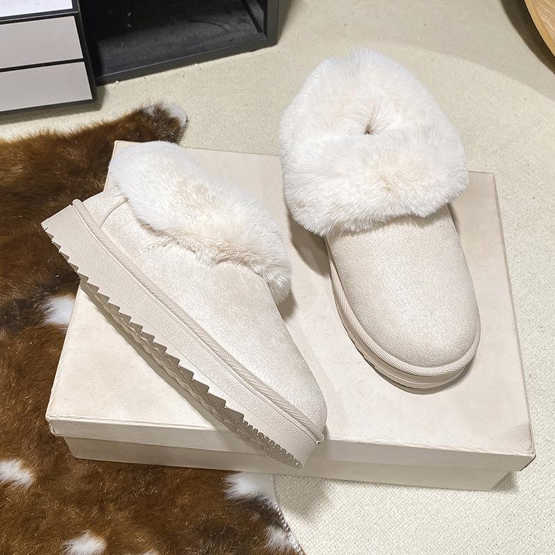 Plus-size Winter New Platform Cotton Shoes, Flat Low-heeled Snow Boots, and Round-toed Women's Cotton Shoes