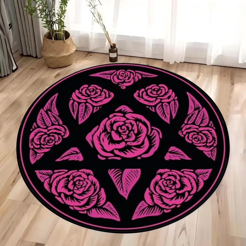 Magic Occult Runes Round Rug Runes From Hell Floor Mat Satanic Circle Carpet Witch Gothic Rug Rock Goth Home Decor