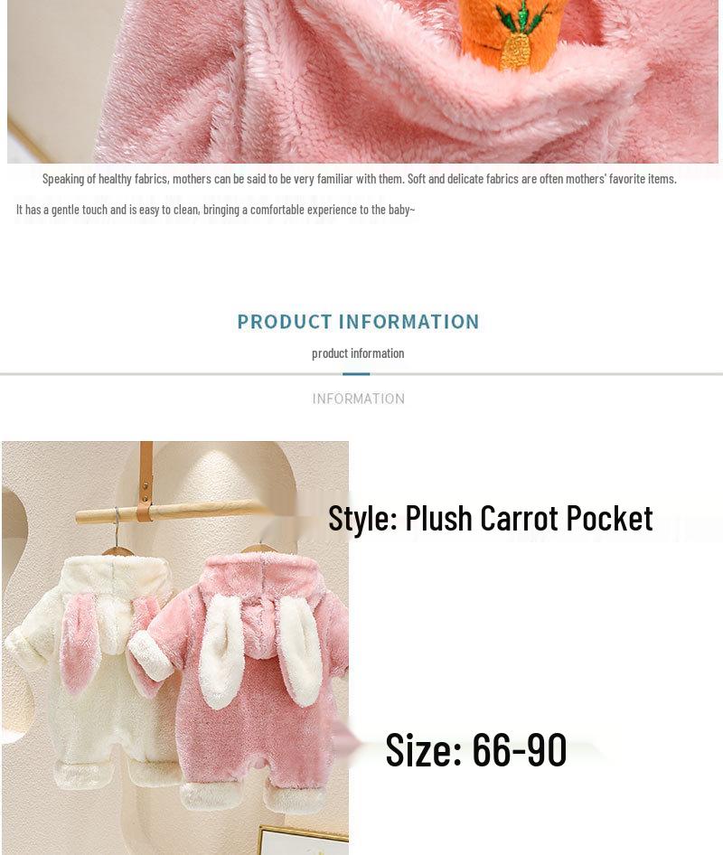 Adorable Korean-Style Velvet Hooded Baby Crawling Suit for Autumn and Winter