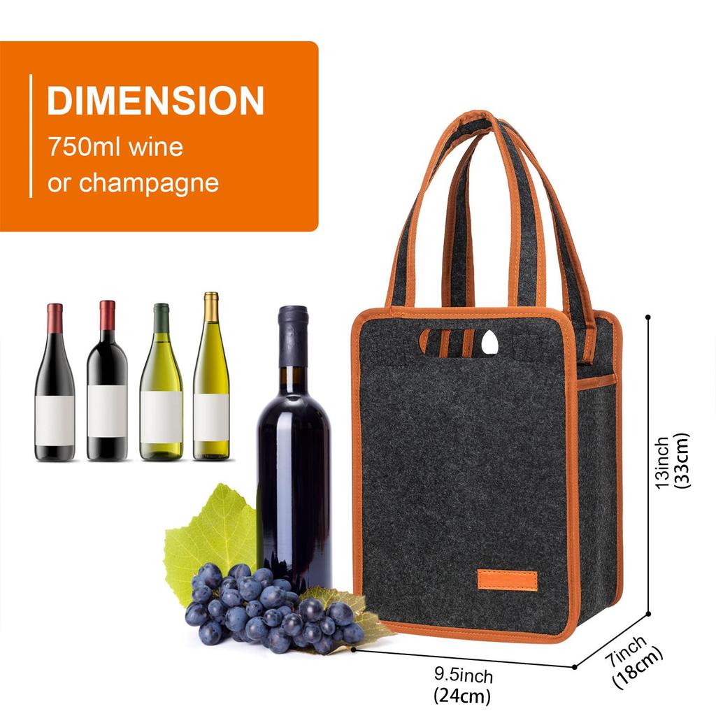 Wine Tote Bag Felt Non Woven Fabric Material Gift Packaging for Red Wine Champagne Liquor Storage