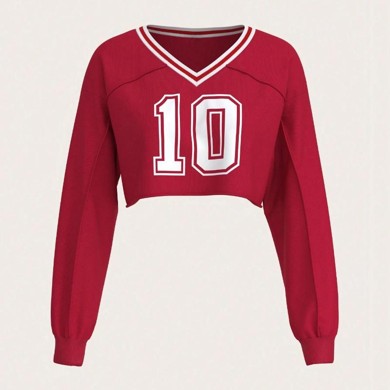 

Винтажный уличный пуловер Y2K с V-образным вырезом, короткий кроп-топ с открытым пупком, оригинальные топы L красный